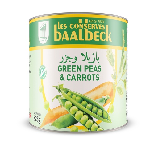 Green Peas & Carrots 825g - Baalback-بازيلا وجزر