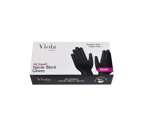Viola Gloves (Pack of 6) (Black, Small, Nitrile) كفوف مطبخ أسود صغير 