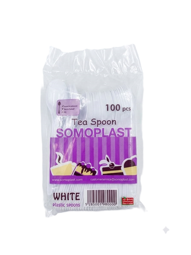 Somo Plast White Tea Spoon (100 Pcs) 