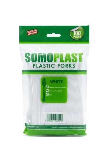 Somo Plast Plastic Forks White (100 Pcs) 