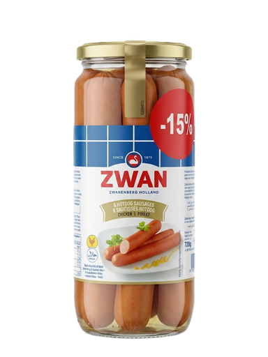 Zwan Chicken Hot Dogs jars 720g - Promo -15% -زوان هوت دوغ دجاج