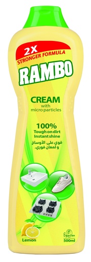 Rambo Kitchen & Bathroom Cleaner Cream Lemon 500Ml - كريم تنظيف المطبخ والحمام بالليمون 