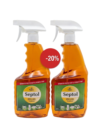 Septol Antiseptic And Disinfectant Spray & Wipe 825 ML*2(20%) - سيبتول بخاخ تنظيف ومسح 